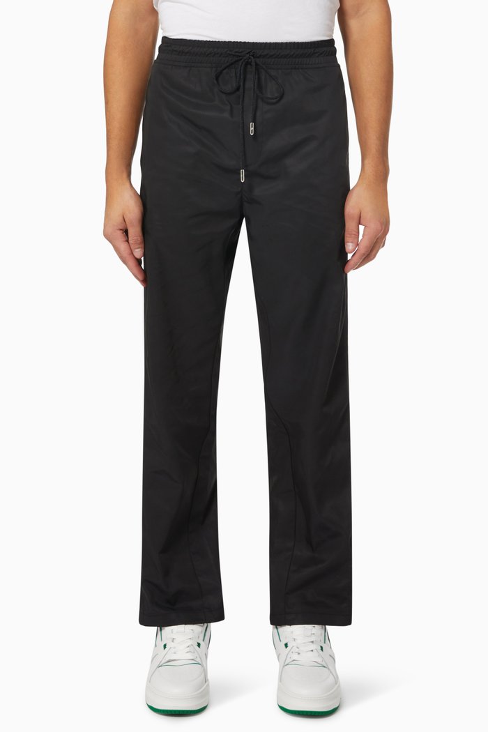 Side Striped Trackpants in Memory Taffeta, Black