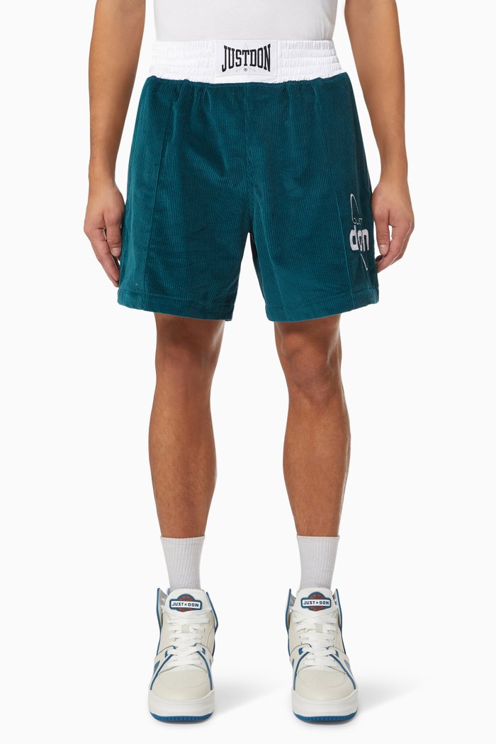 

Logo Embroidered Shorts in Corduroy, Green
