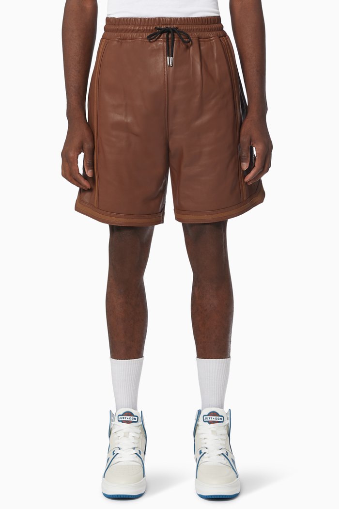 

Logo Shorts in Leather, Brown