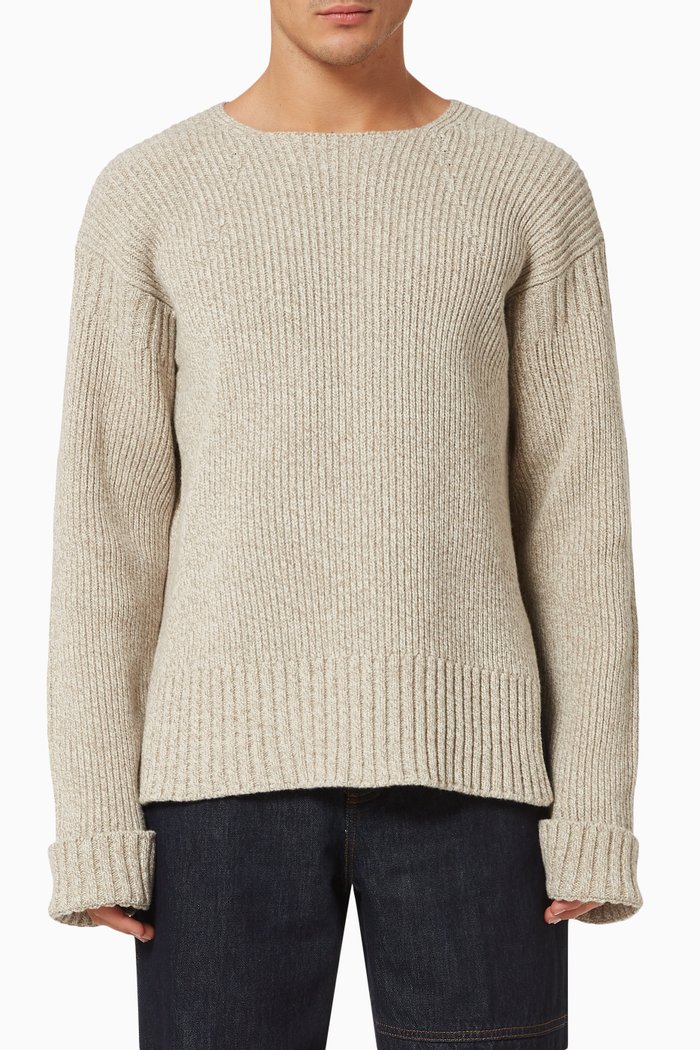 

La Maille Baja in Ribbed Wool Blend Knit, Neutral