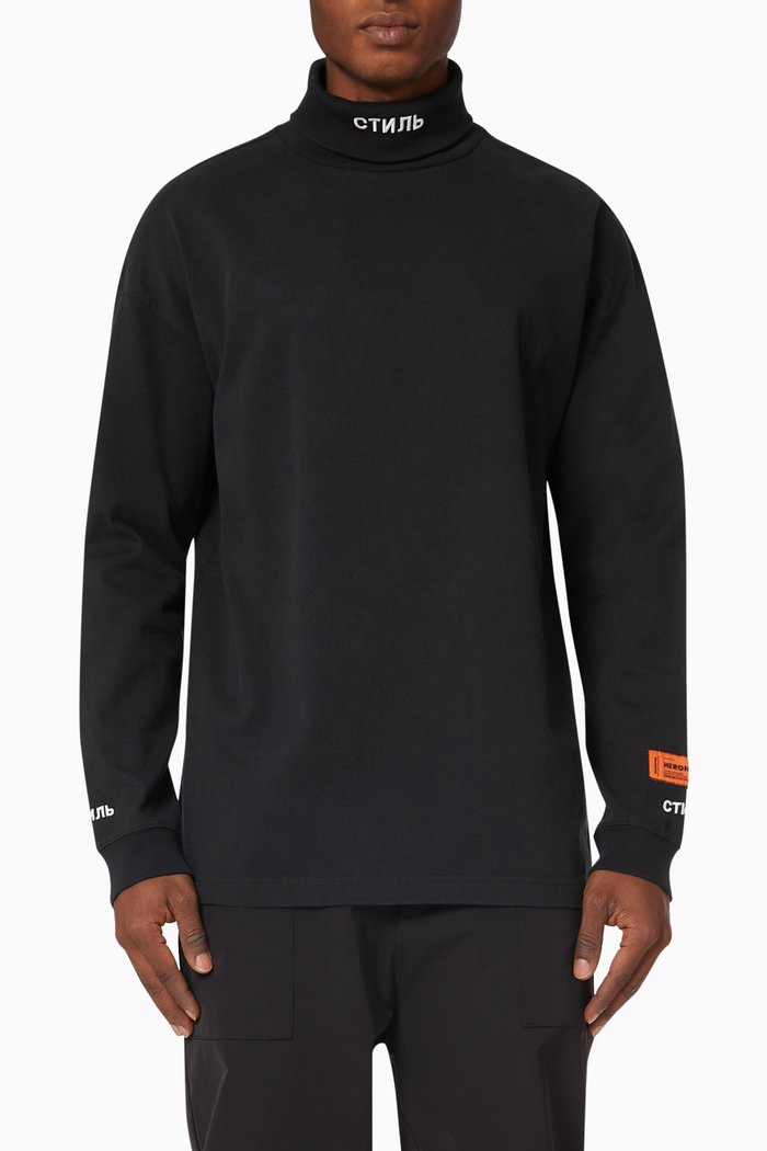 

СТИЛЬ Roll Neck T-shirt in Cotton Jersey, Black