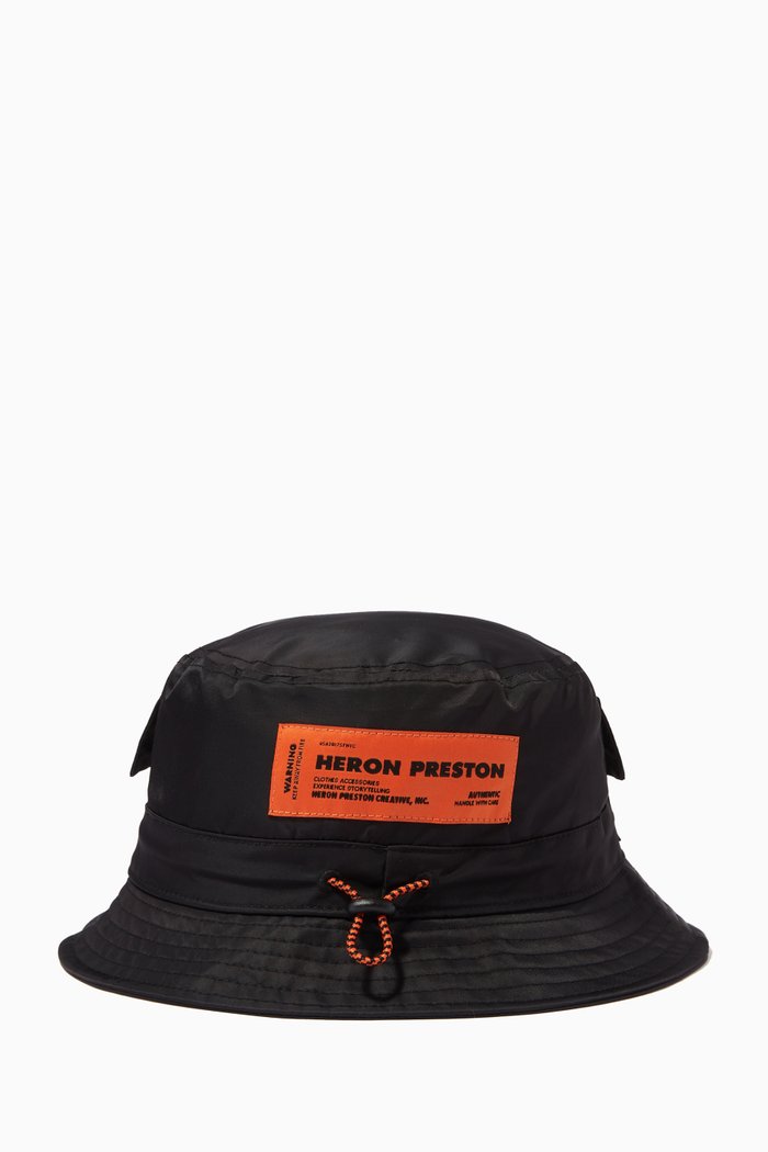 

HP Drawstring Bucket Hat in Nylon, Black