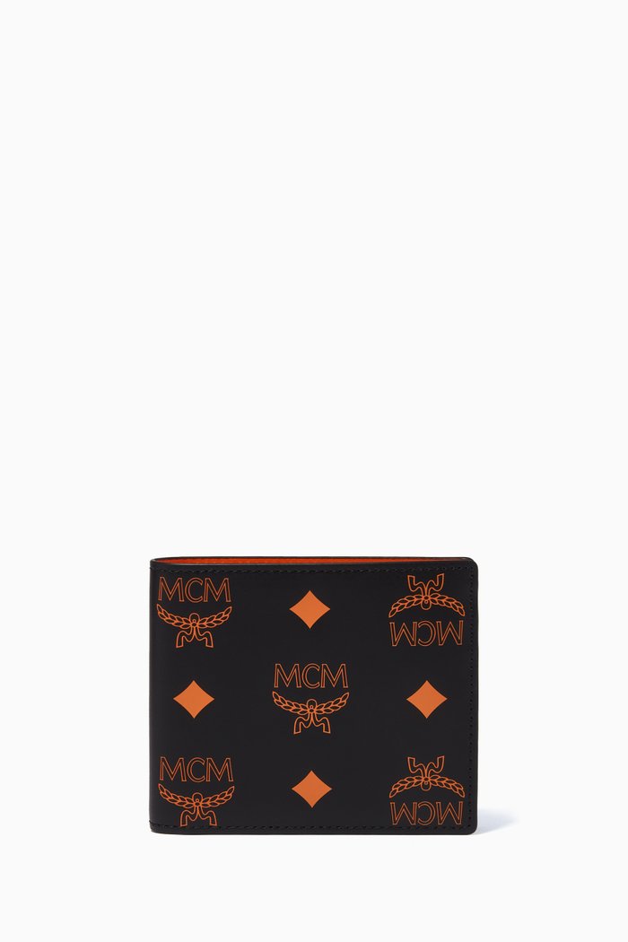 

Small Bifold Wallet in Color Splash Logo Leather, Orange