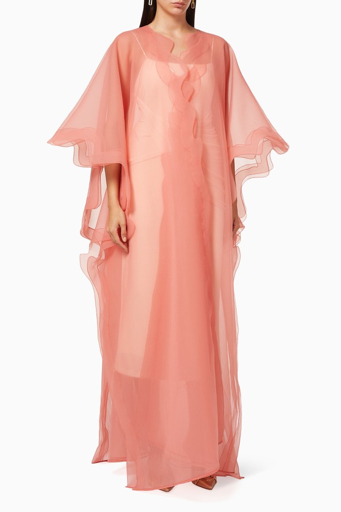 

Double Overlay Cape-style Abaya in Organza, Orange