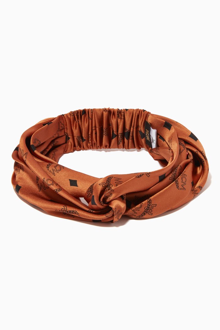Monogram Silk Headband, Brown