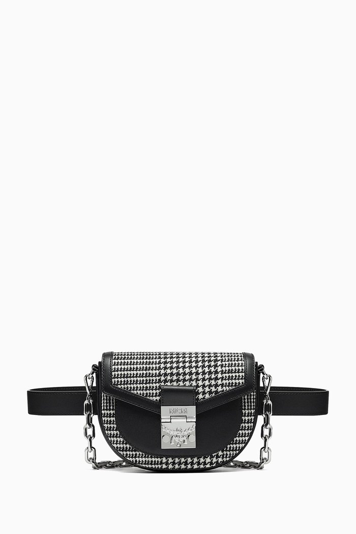 

Mini Patricia Belt Bag in Wool Leather Mix, Black
