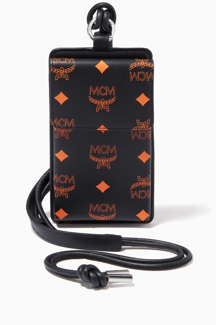

Lanyard Phone Case in Color Splash Logo Leather, Orange