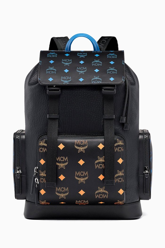

Brandenburg Backpack in Color Splash Logo Leather 17", Black