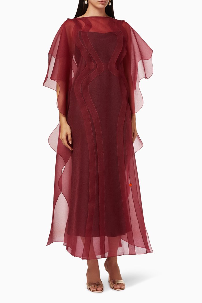 

Trimmed Casdading Overlay in Organza, Red