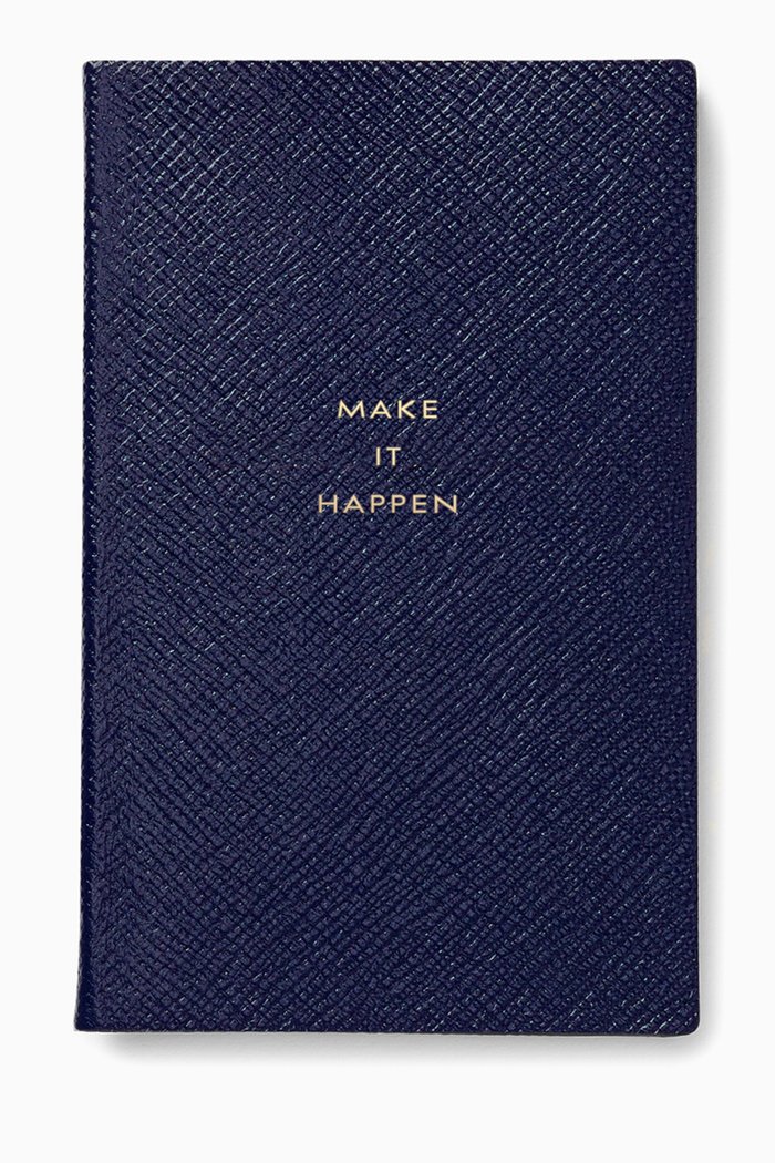 

"Make It Happen" Panama Notebook in Crossgrain Leather, Blue