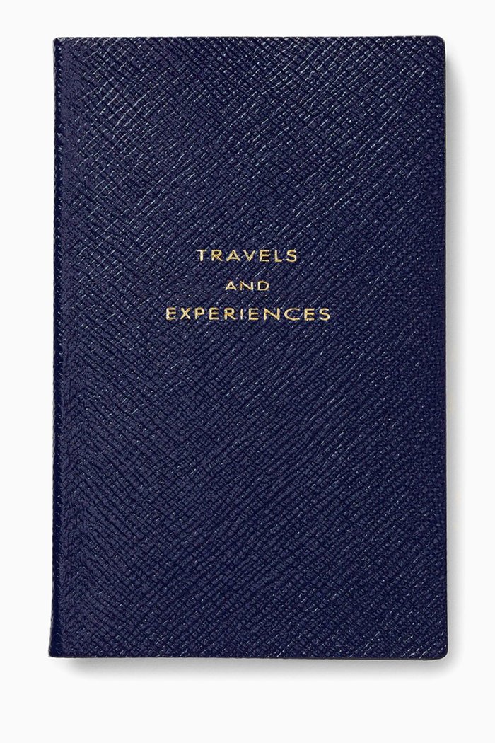 

"Travels and Experiences" Panama Notebook in Crossgrain Leather, Blue