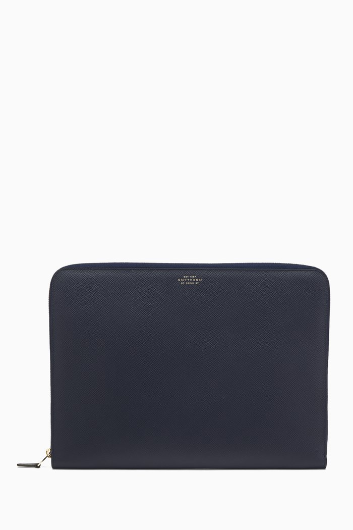 

Large Panama Folio in Crossgrain Calf Leather, Blue