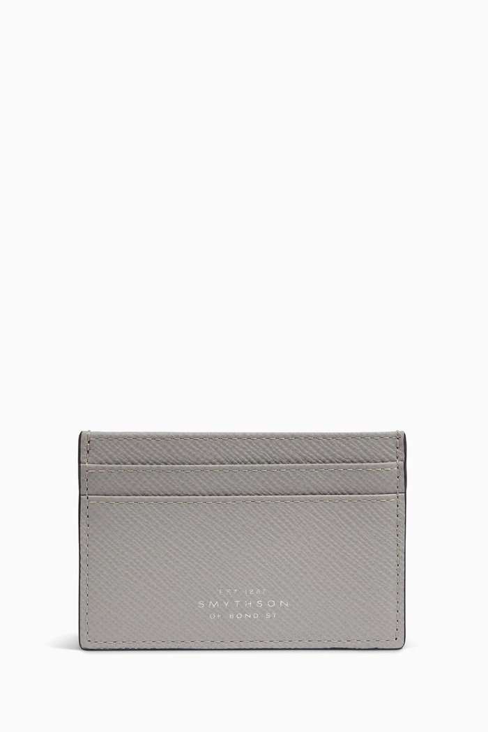 

Panama Flat Card Holder in Crossgrain Calf Leather, Grey