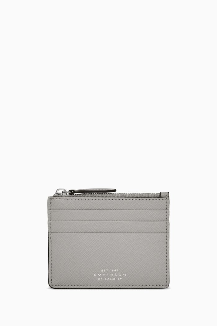 

Panama 6cc Coin Purse in Crossgrain Calf Leather, Grey