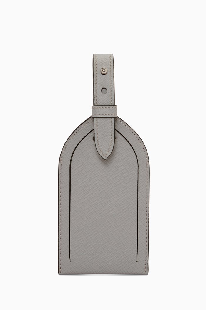 

Panama Luggage Tag in Crossgrain Calf Leather, Grey