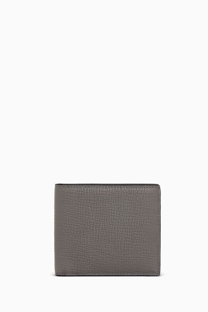 

Ludlow 6 Card Wallet in Grained Calf Leather, Grey