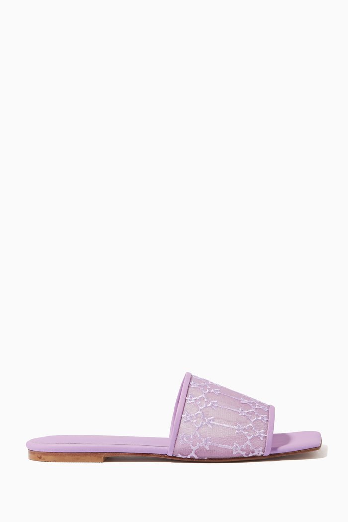 

Sursock Flat Sandals in Mesh & Leather, Blue