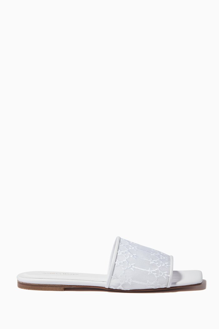 

Sursock Flat Sandals in Mesh & Leather, White