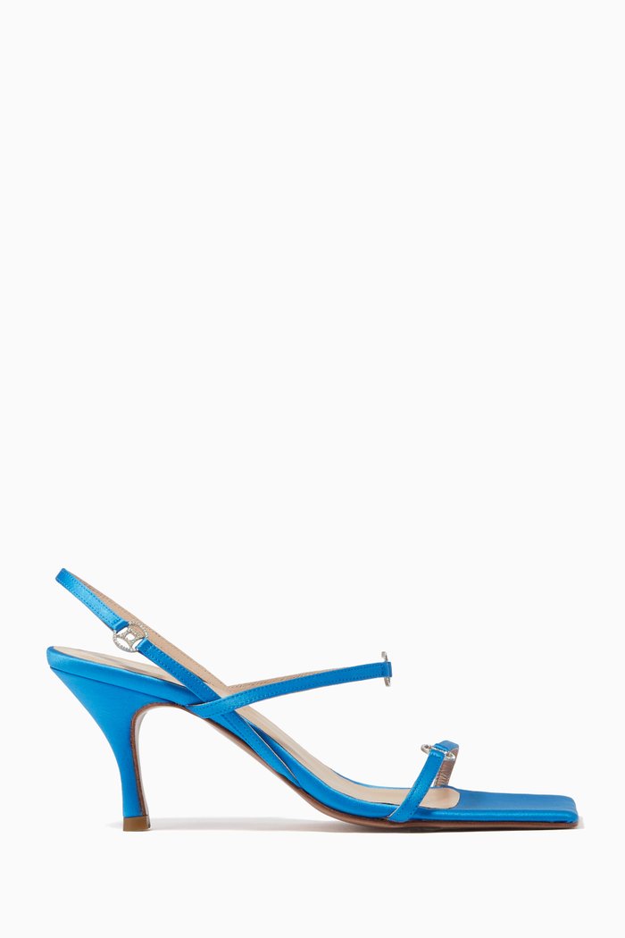 

Gemmy 70 Square Toe Sandals in Satin, Blue