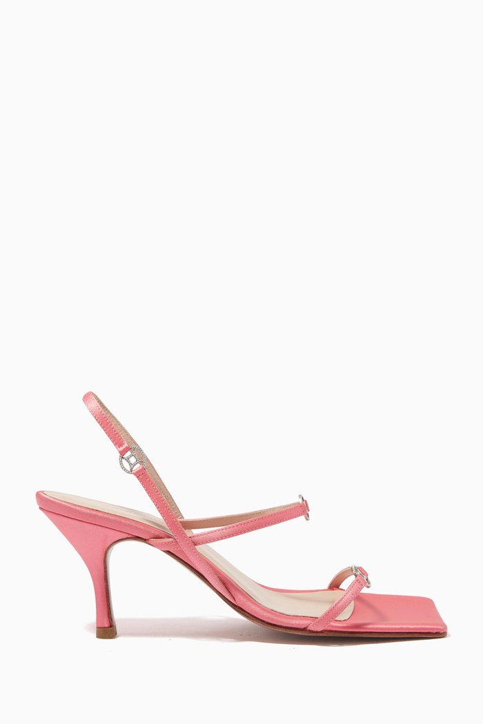 

Gemmy 70 Square Toe Sandals in Satin, Pink
