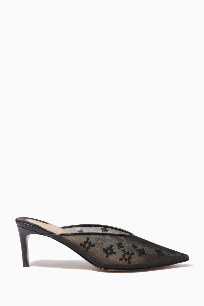 

Gouraud 70 Mules in Mesh & Nappa, Black