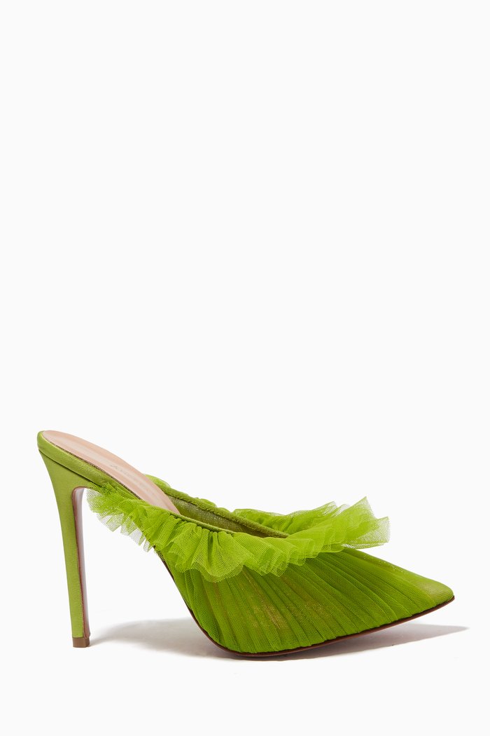 Franca V 90 Mules in Tulle & Satin, Green