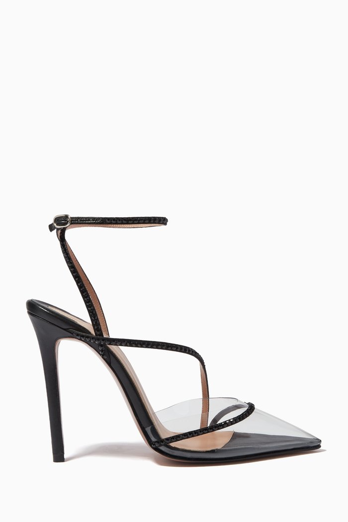 Dassy Sunset 105 Pumps in Leather & PVC, Black