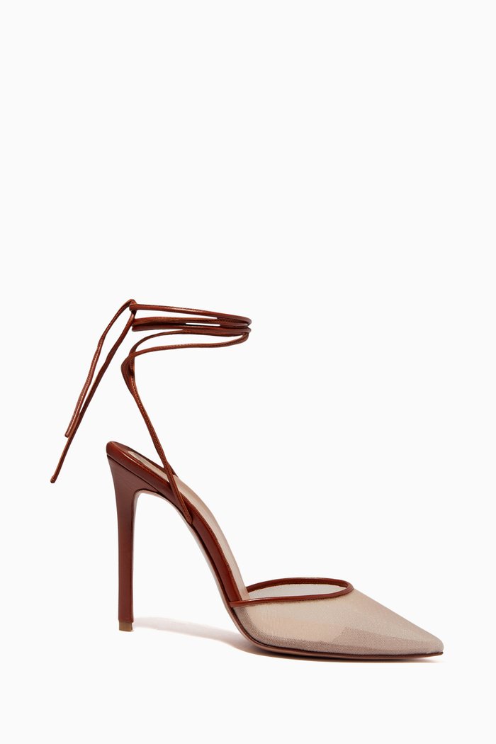 

Denver Wrap 120 Pumps in Mesh & Leather, Brown