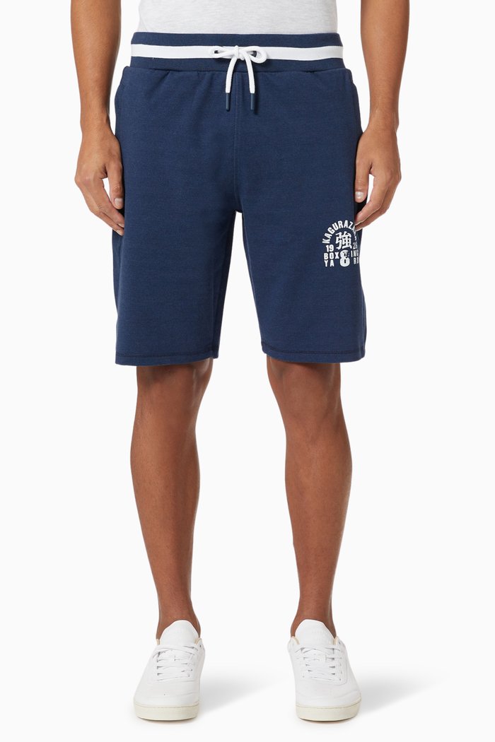 

Training Boxing Yard Shorts in Cotton Jersey, Blue