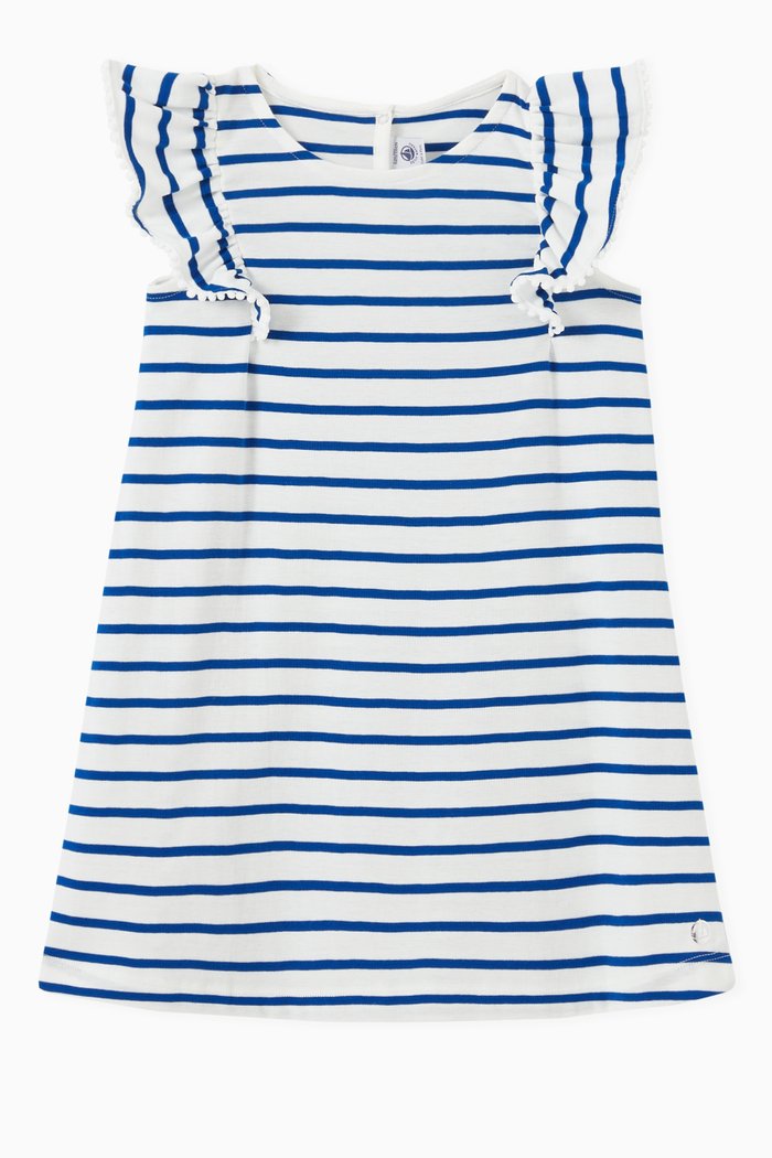 Stripes Dress in Cotton, Blue