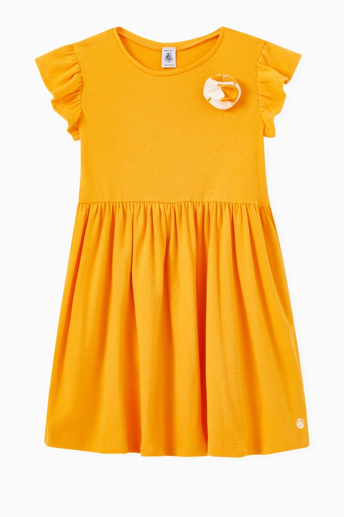 

Ruffled Sleeves Dress in Cotton & Linen, Yellow