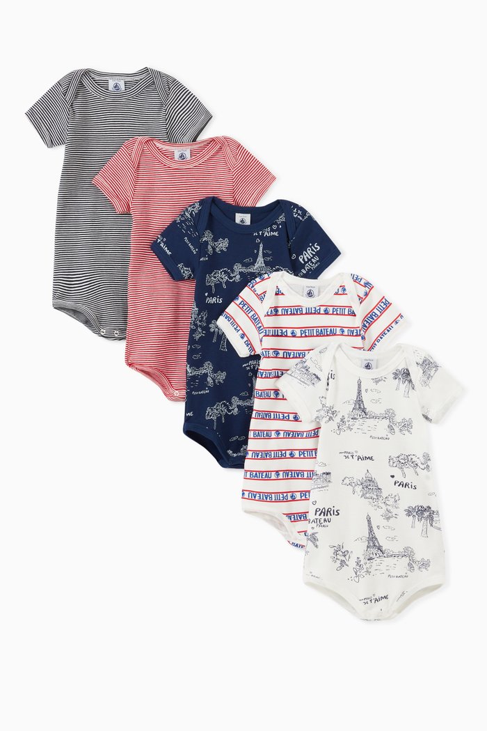 

Paris Cotton Bodysuit, Set of 5, Multicolour