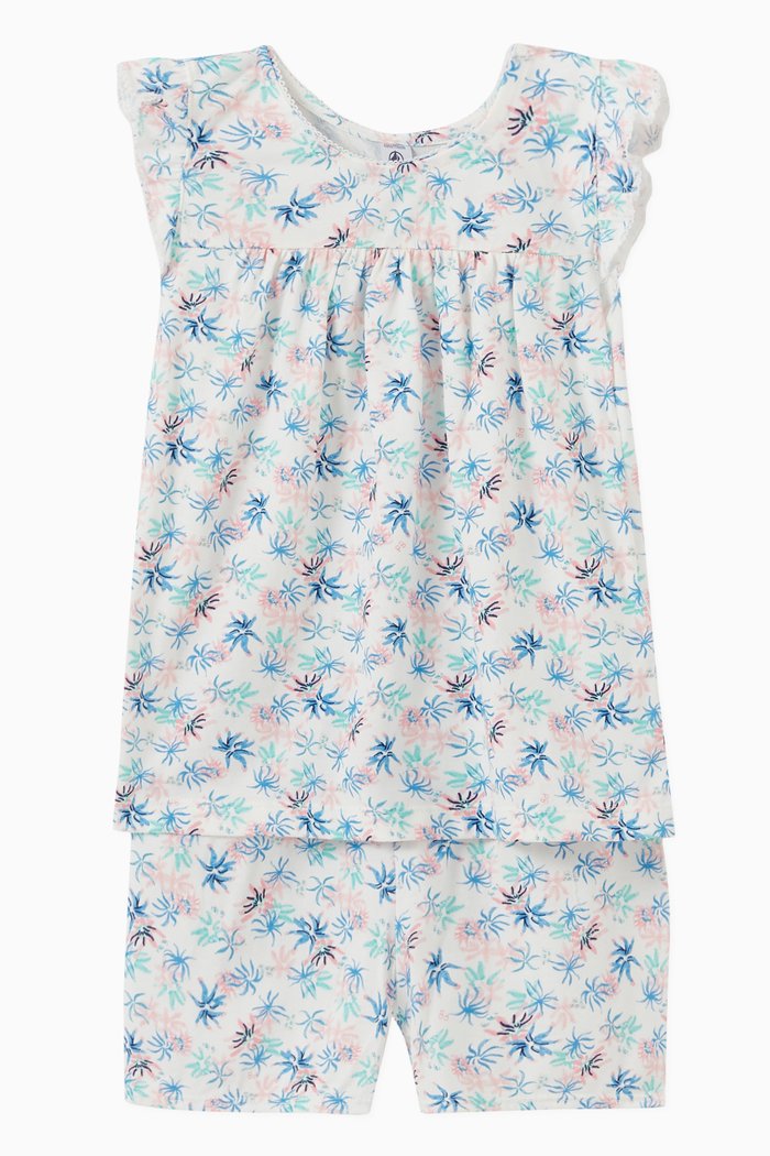 

Anemone Pattern Short Pyjamas Set in Cotton, Multicolour
