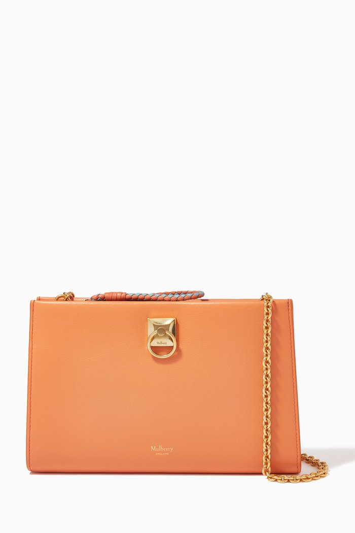

Iris Chain Wallet in Heavy Grain Leather, Orange