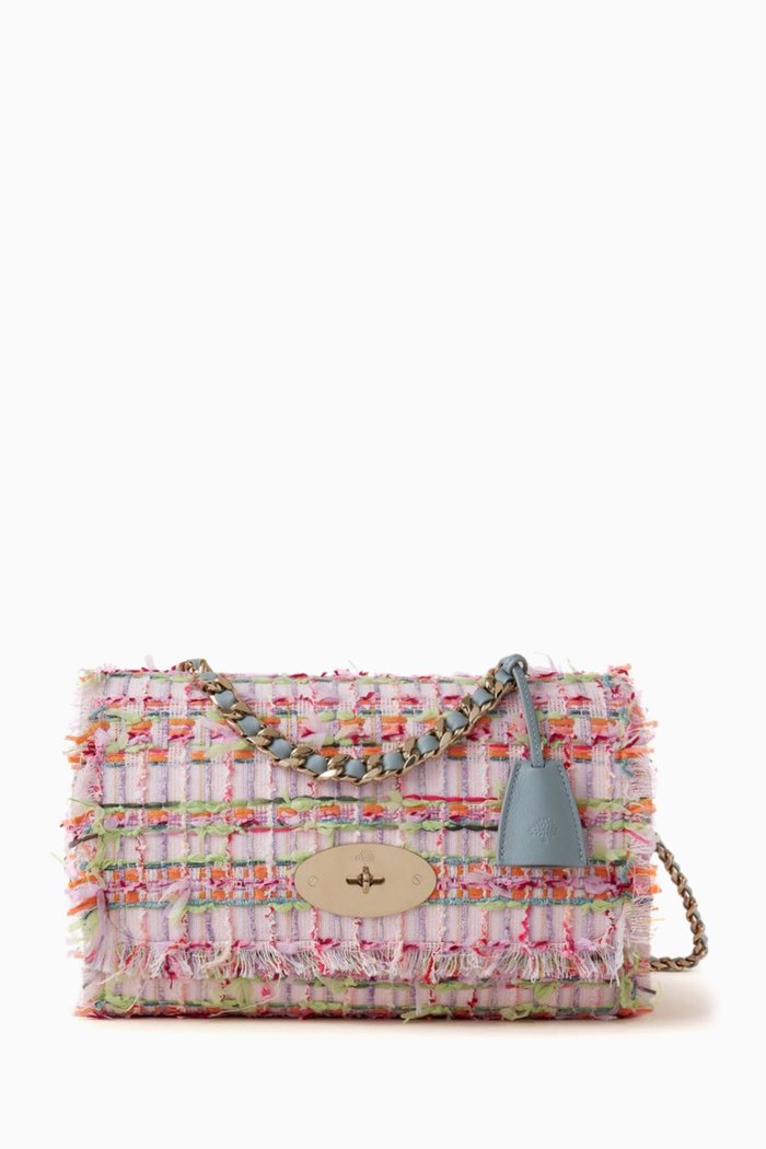 

Medium Lily Top Handle Bag in Tweed, Blue