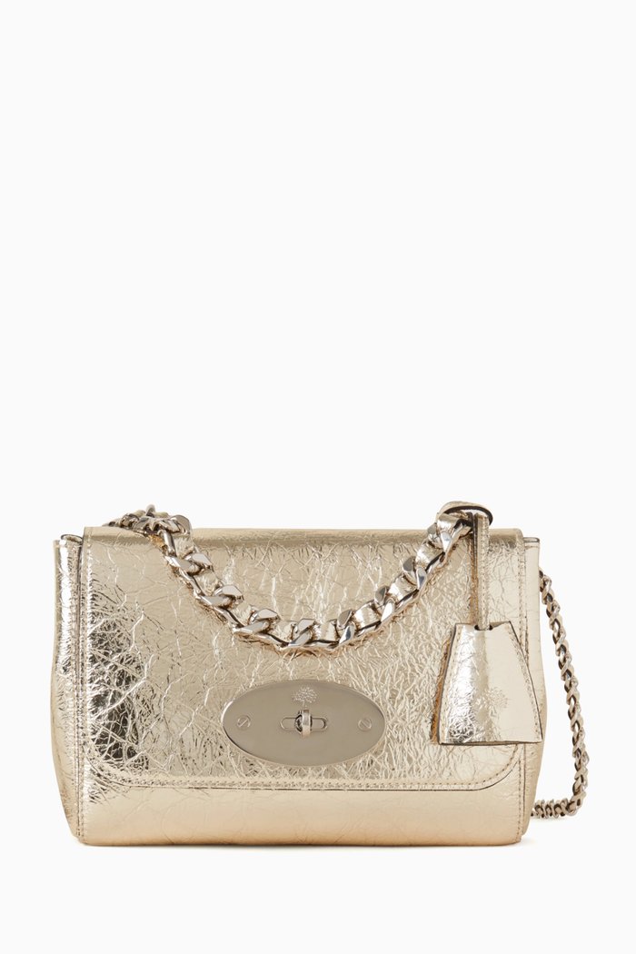 

Lily Shoulder Bag in Metallic Leather, Gold
