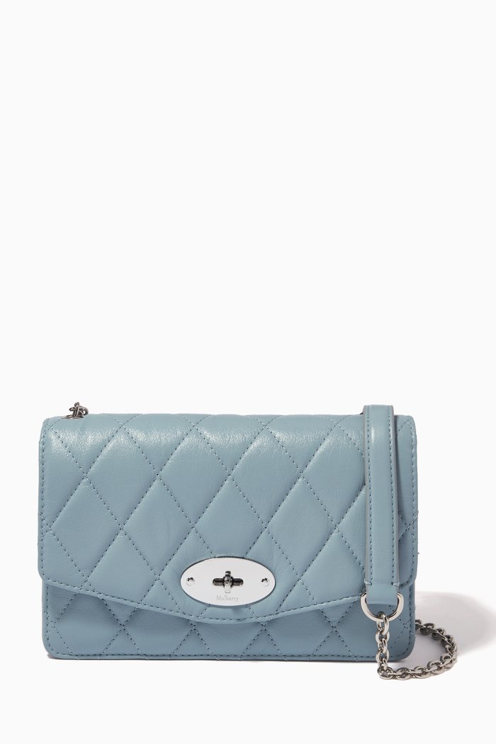 Small Darley in Quilted Shiny Calf Leather, Blue