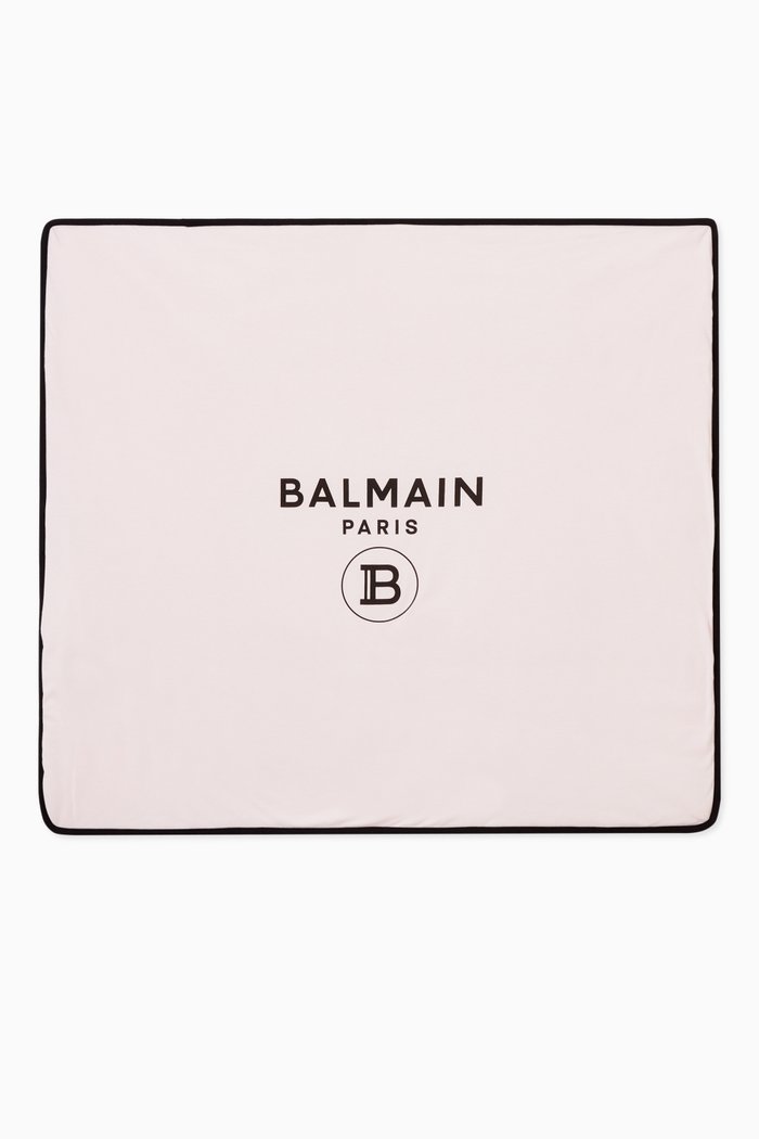 

Balmain Logo Blanket in Cotton, Pink