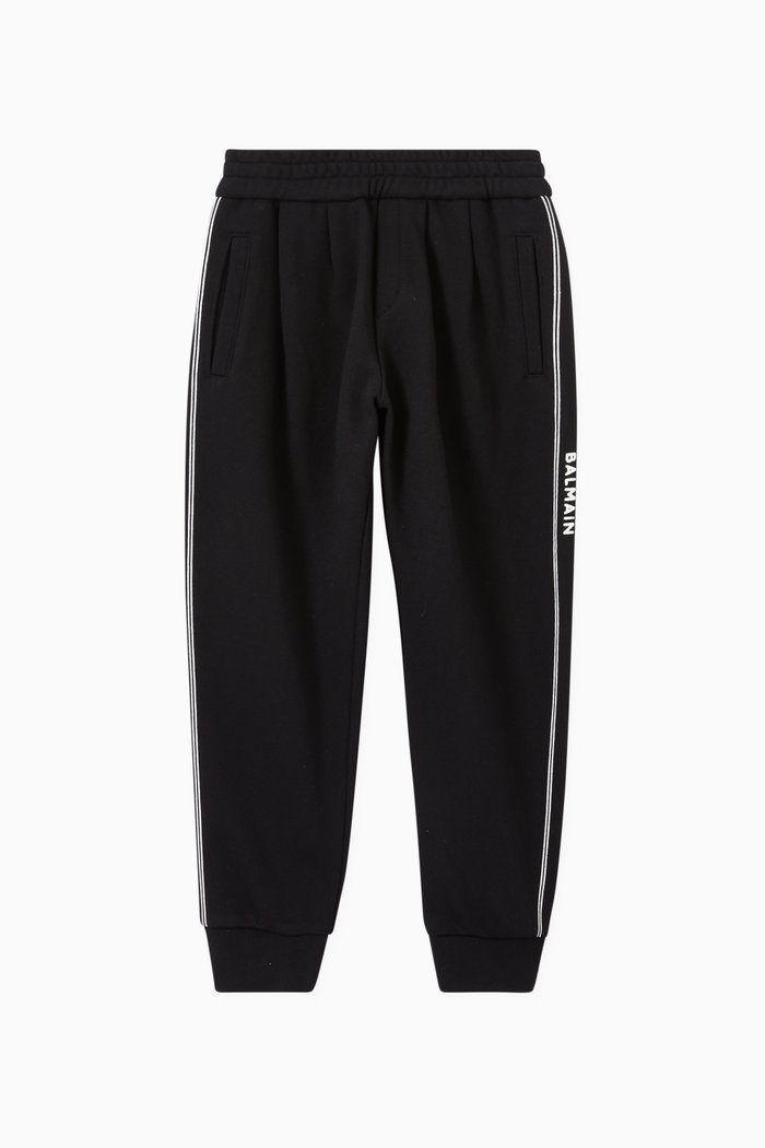 

Logo Tape Track Pants in Fleece, Black