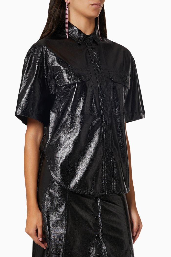 

Gilina Shirt in Faux Leather, Black