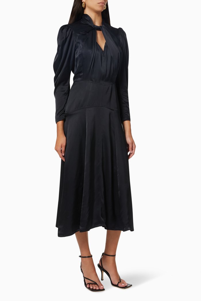 

Vilma Midi Dress in Satin, Black