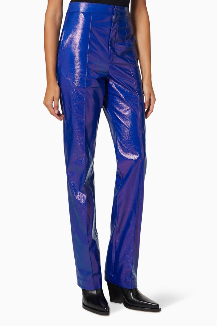 

Giny Pants in Faux Leather, Blue