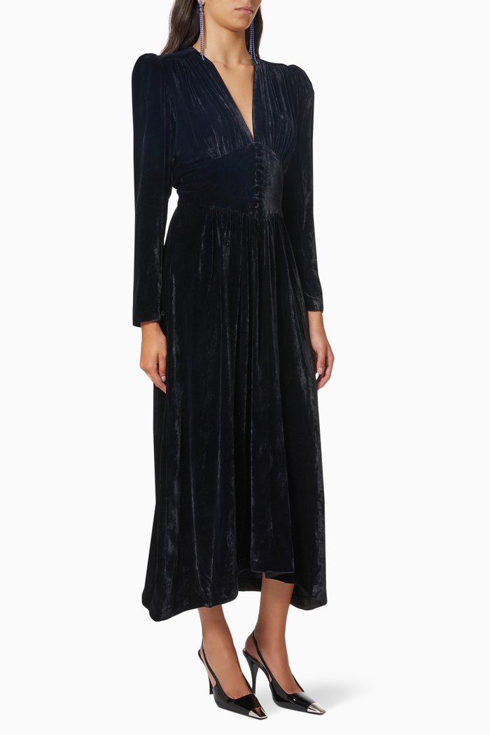 

Moyrani Midi Dress in Silk-blend Velvet, Black