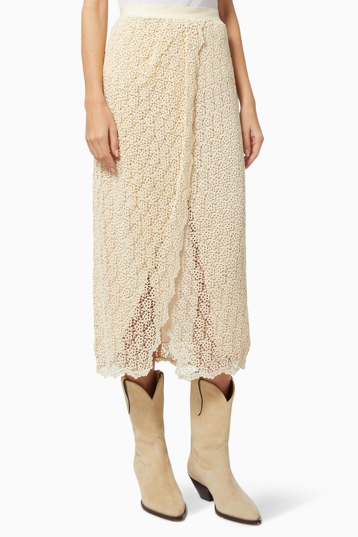 

Emeline Midi Skirt in Lace, Neutral