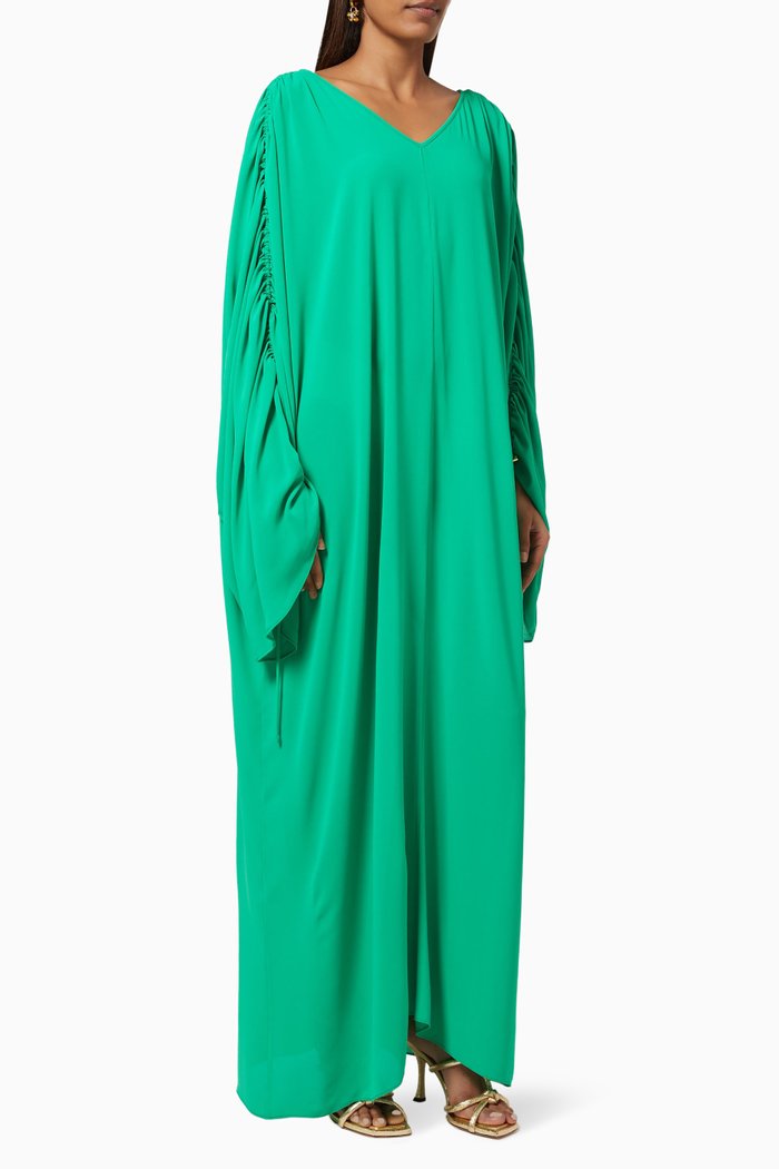 

Ruched Kaftan in Georgette, Green