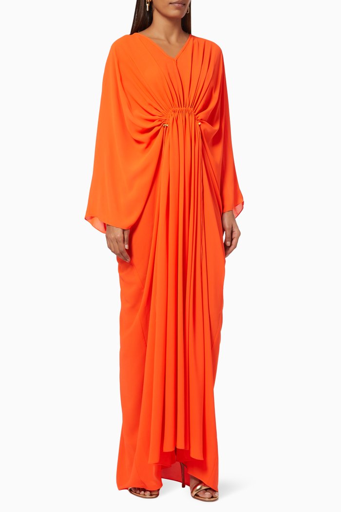 

Drawstring Shy Kaftan in Georgette, Orange