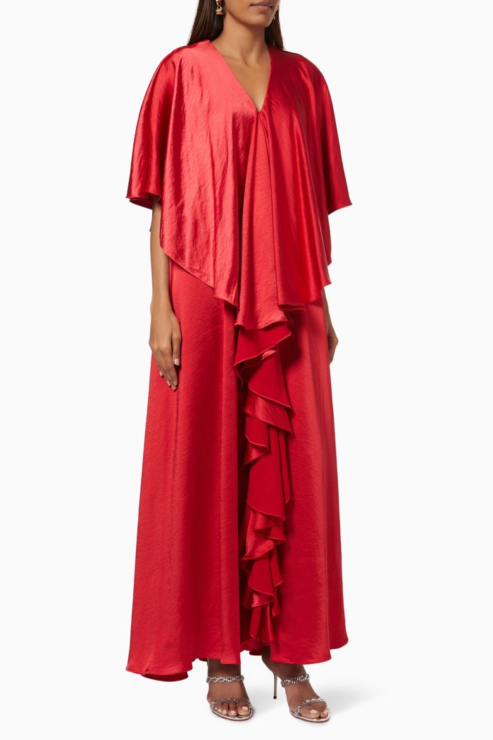

Cape Kaftan in Silky Crepe, Red
