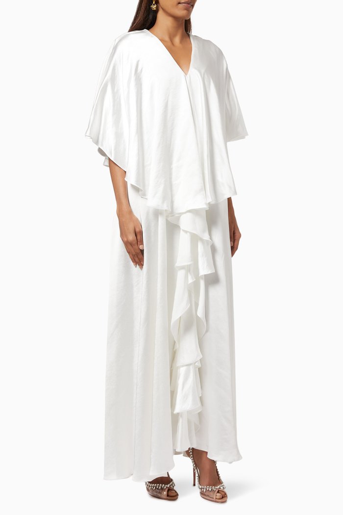 

Cape Kaftan in Silky Crepe, White