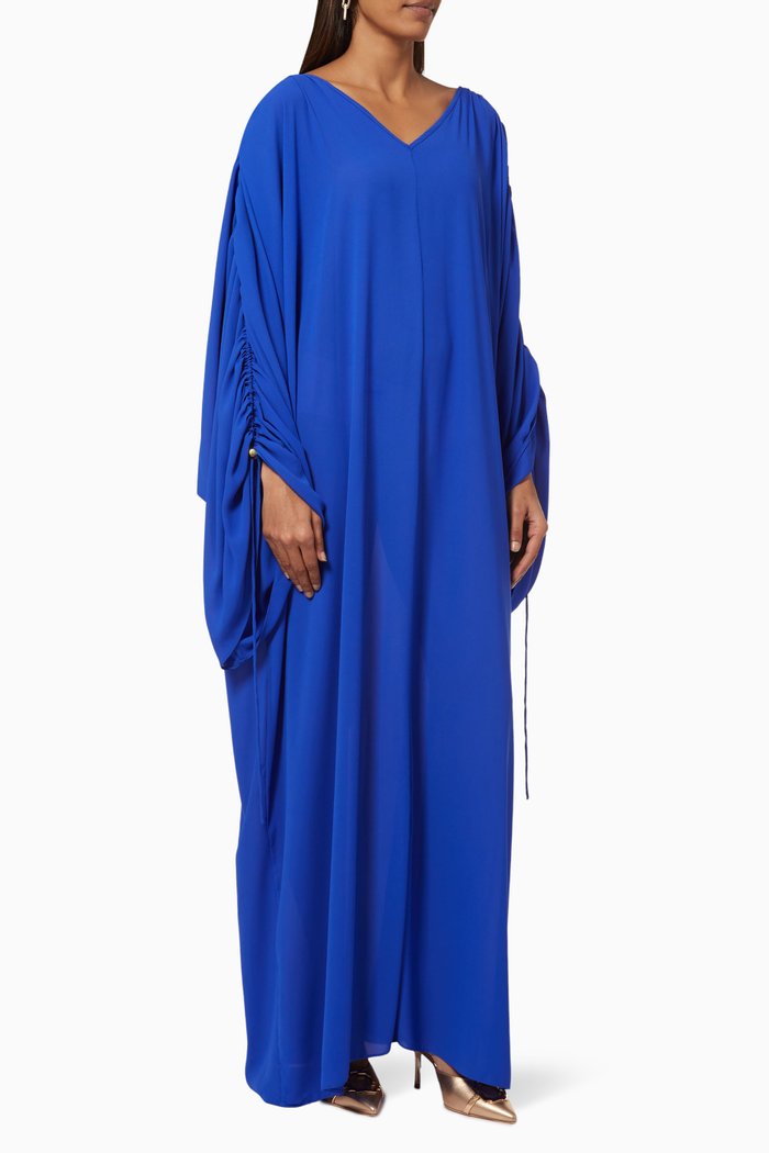 

Ruched Kaftan in Georgette, Blue
