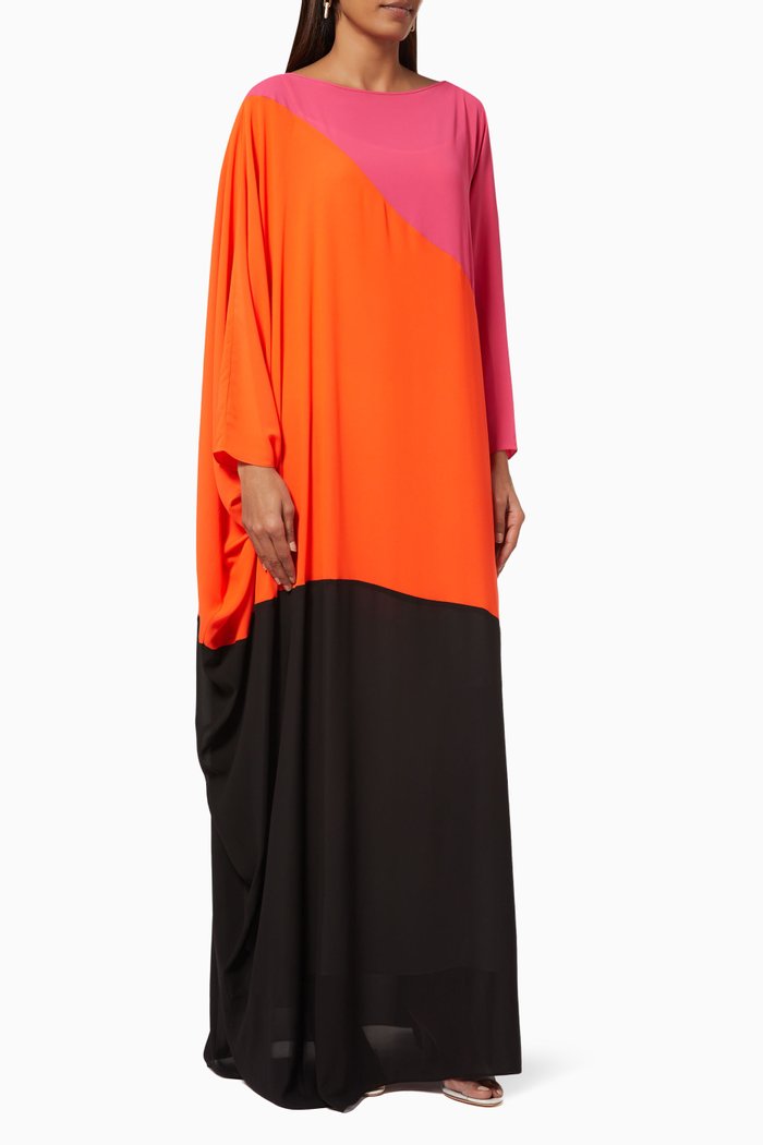 

Trio Tone Kaftan in Georgette, Multicolour
